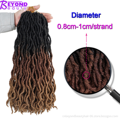 Goddess Locs Ombre Crochet Hair 20 inch Curly Faux Locs African Roots Dreadlocs Hair Extensions pre braided synthetic hair Bulk